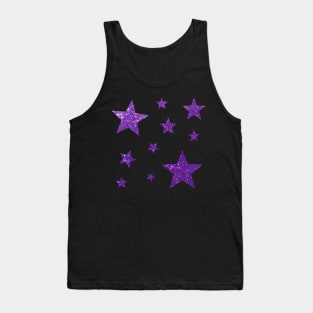 Purple Faux Glitter Stars Tank Top